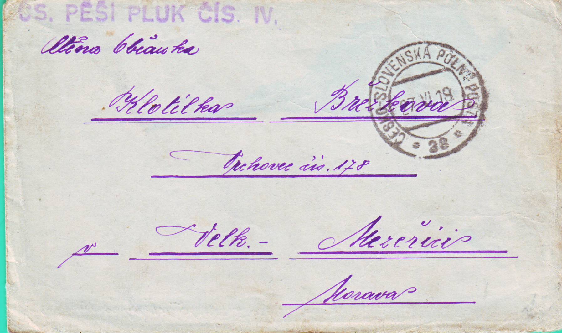 Obálka do VM 1a - 1919
