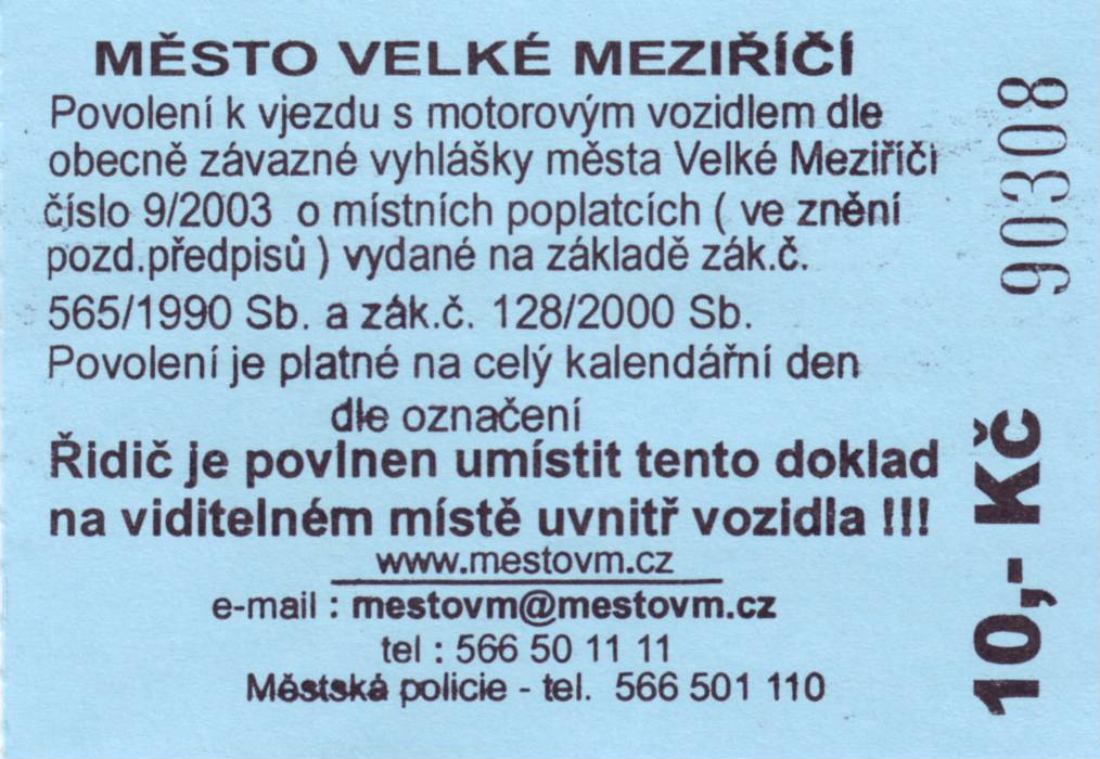 Parkovací lístek 001a - 2007