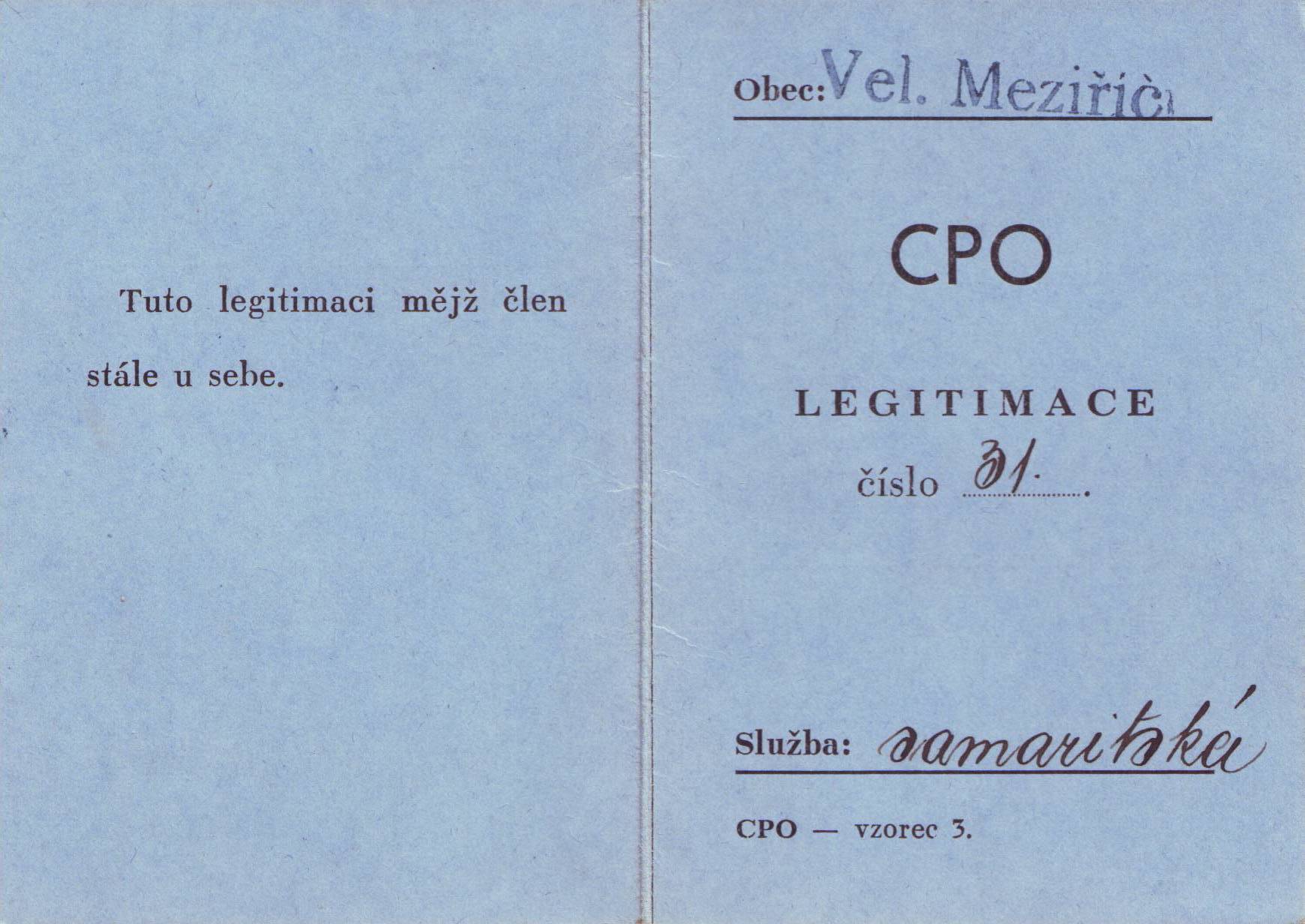 Průkaz civilní protiletecká obrana - 1938 a